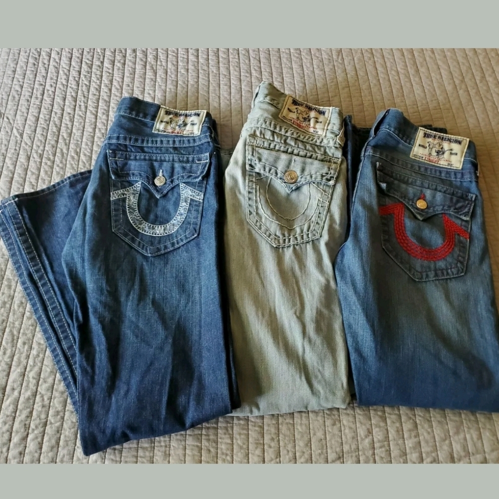 Lot of 3 True Religion Straight Legged Jeans